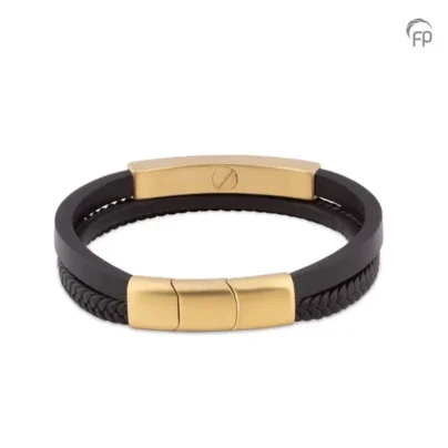 Armband leder &RVS