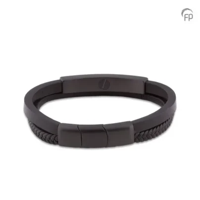 Armband leder en RVS