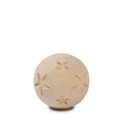 Houten urn met sterren, bolvorm